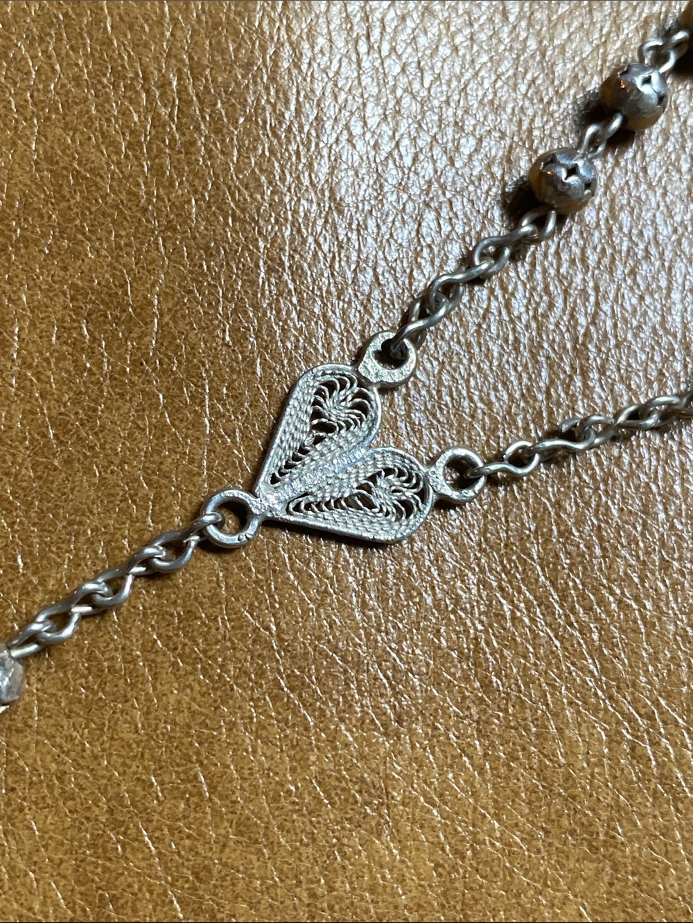Vintage Sterling Silver 925 Filigree Rosary Necklace 17g Stamped - Picture 6 of 9